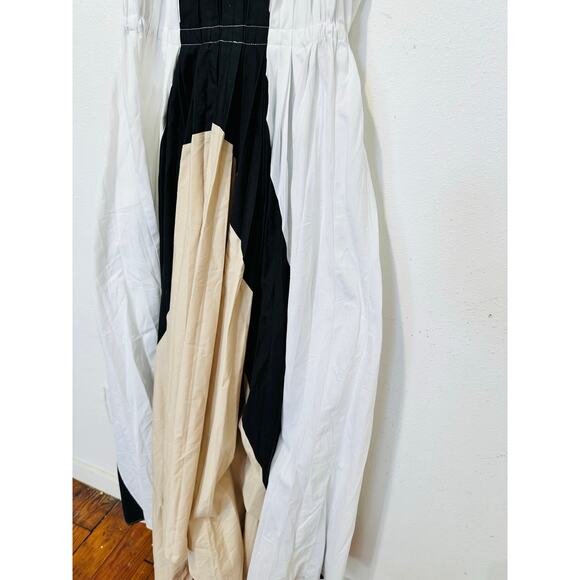 BIBHU MOHAPATRA x RTR Black White Colorblock Pleated Crewneck Flowy Dress Size 4 - Picture 7 of 16